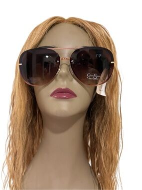 Jessica Simpson Brown Gradient Aviator Sunglasses with Gold Accents